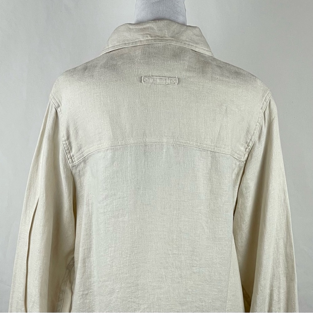 Anthropologie Nicole Miller Cream Safari Linen Jacket Size L - Picture 6 of 10
